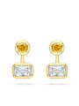 Florentine Ashoka and Yellow Diamond Yellow Gold Earrings