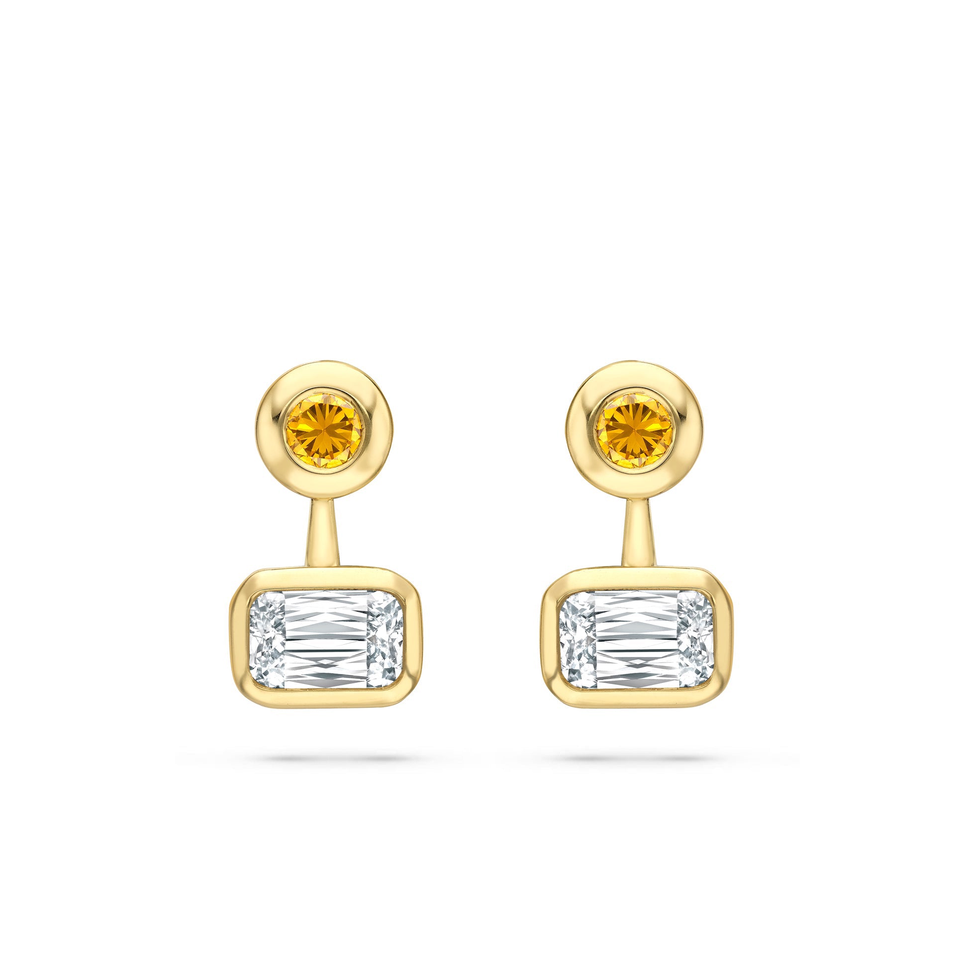 Florentine Ashoka and Yellow Diamond Yellow Gold Earrings