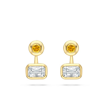 Florentine Ashoka and Yellow Diamond Yellow Gold Earrings