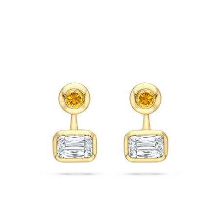 Florentine Ashoka and Yellow Diamond Yellow Gold Earrings