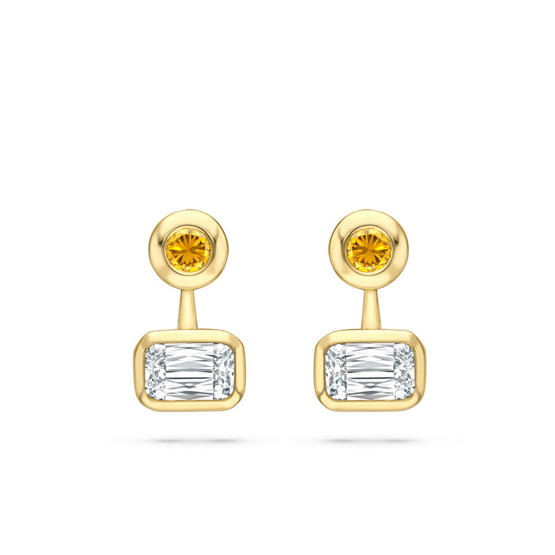 Florentine Ashoka and Yellow Diamond Yellow Gold Earrings