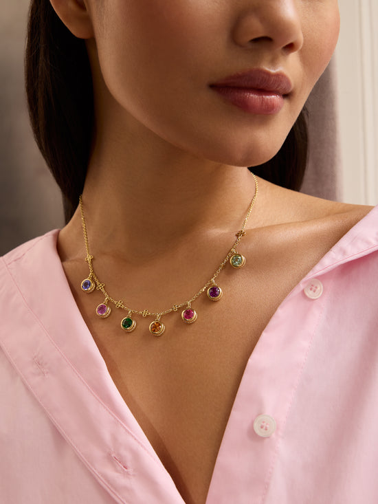 Beach Rainbow Yellow Gold Necklace