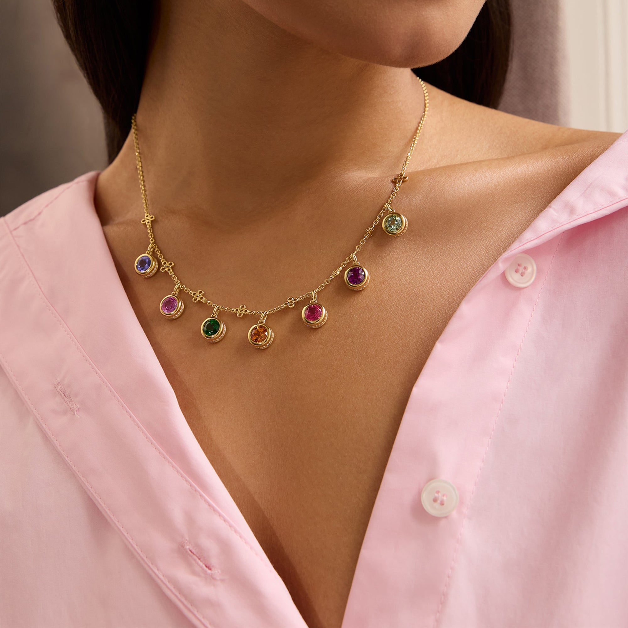 Beach Rainbow Yellow Gold Necklace