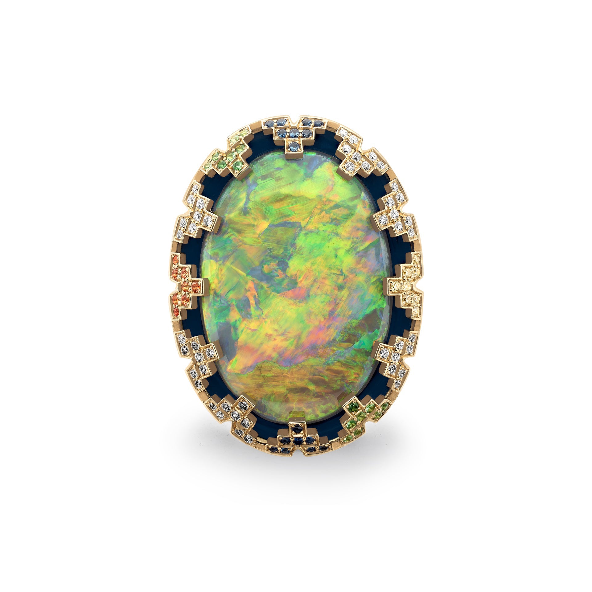 A Family Journey Amsterdam Black Opal Yellow Gold Ring
