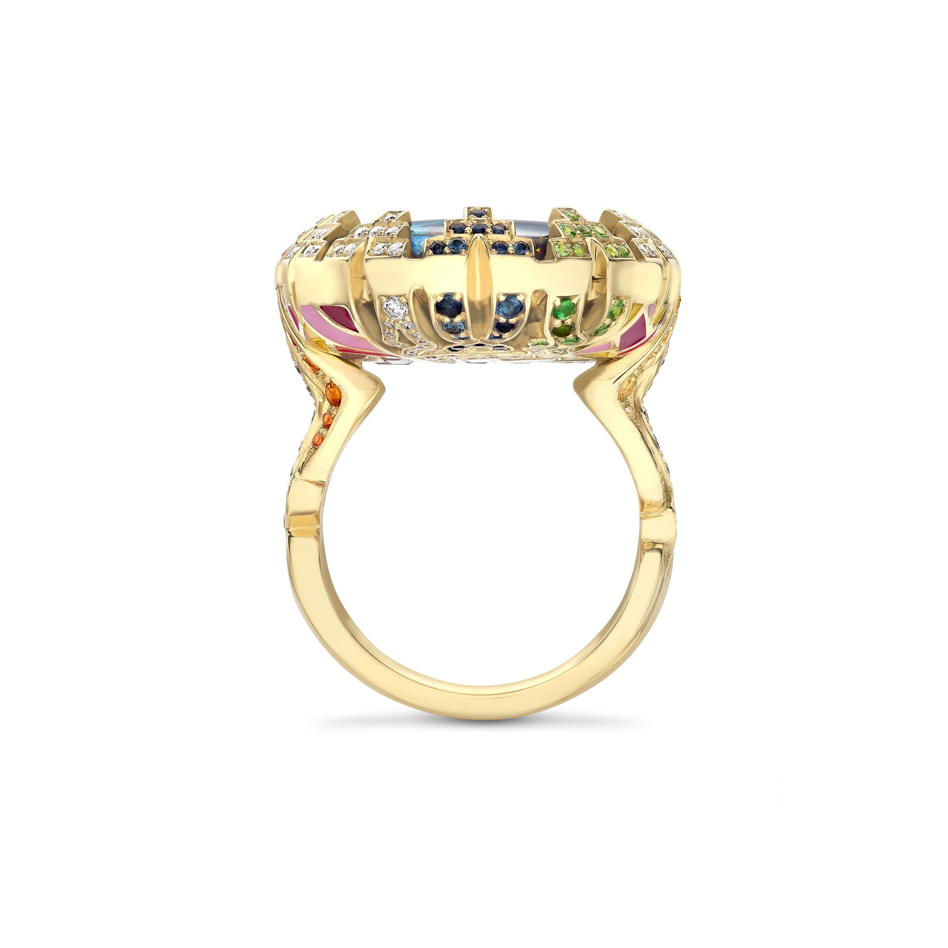 A Family Journey Amsterdam Black Opal Yellow Gold Ring