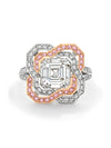 Pavilion Asscher Diamond and Pink Diamond Platinum Ring