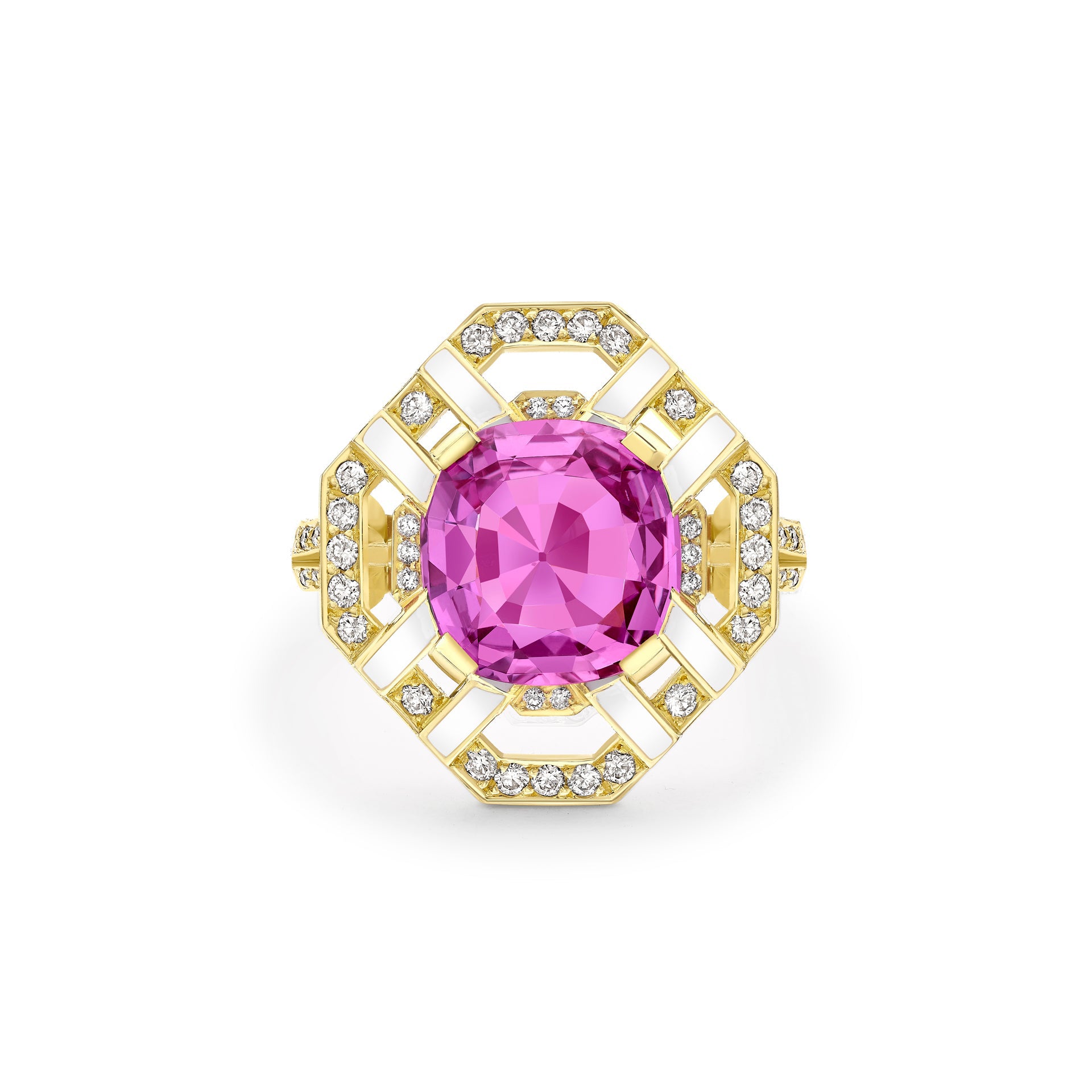 Fifth Avenue Pink Sapphire Yellow Gold Ring