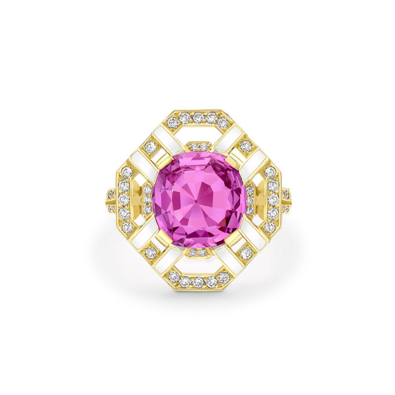 Fifth Avenue Pink Sapphire Yellow Gold Ring
