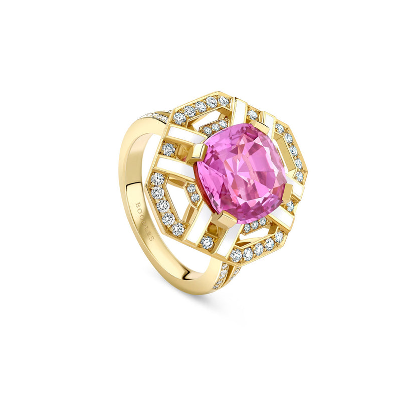Fifth Avenue Pink Sapphire Yellow Gold Ring