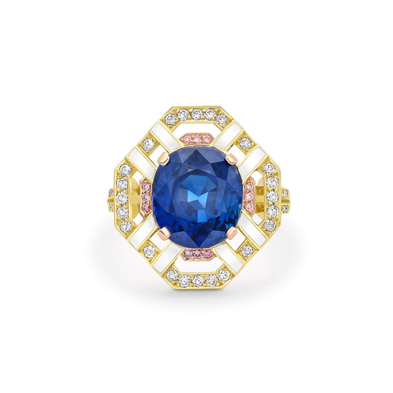 Fifth Avenue Oval Sapphire Yellow Gold Ring