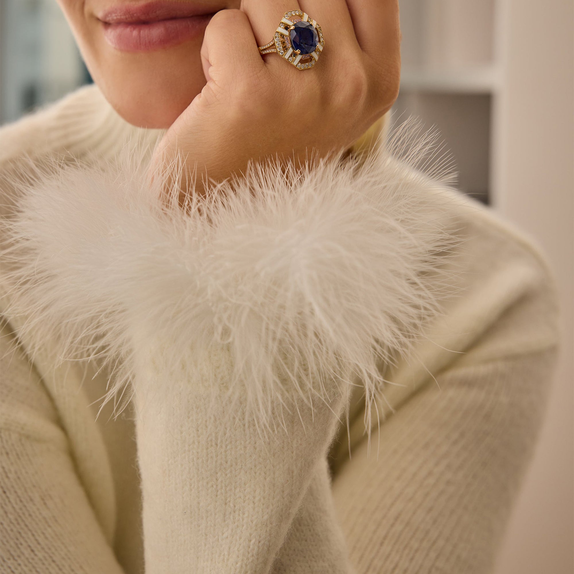 Fifth Avenue Cushion Sapphire Yellow Gold Ring