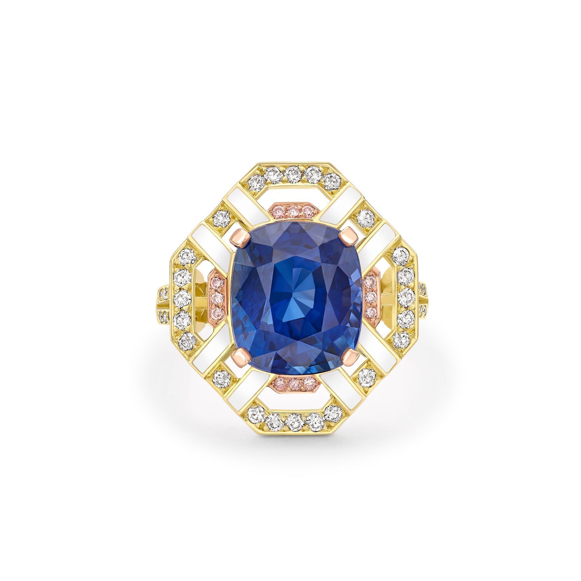 Fifth Avenue Cushion Sapphire Yellow Gold Ring