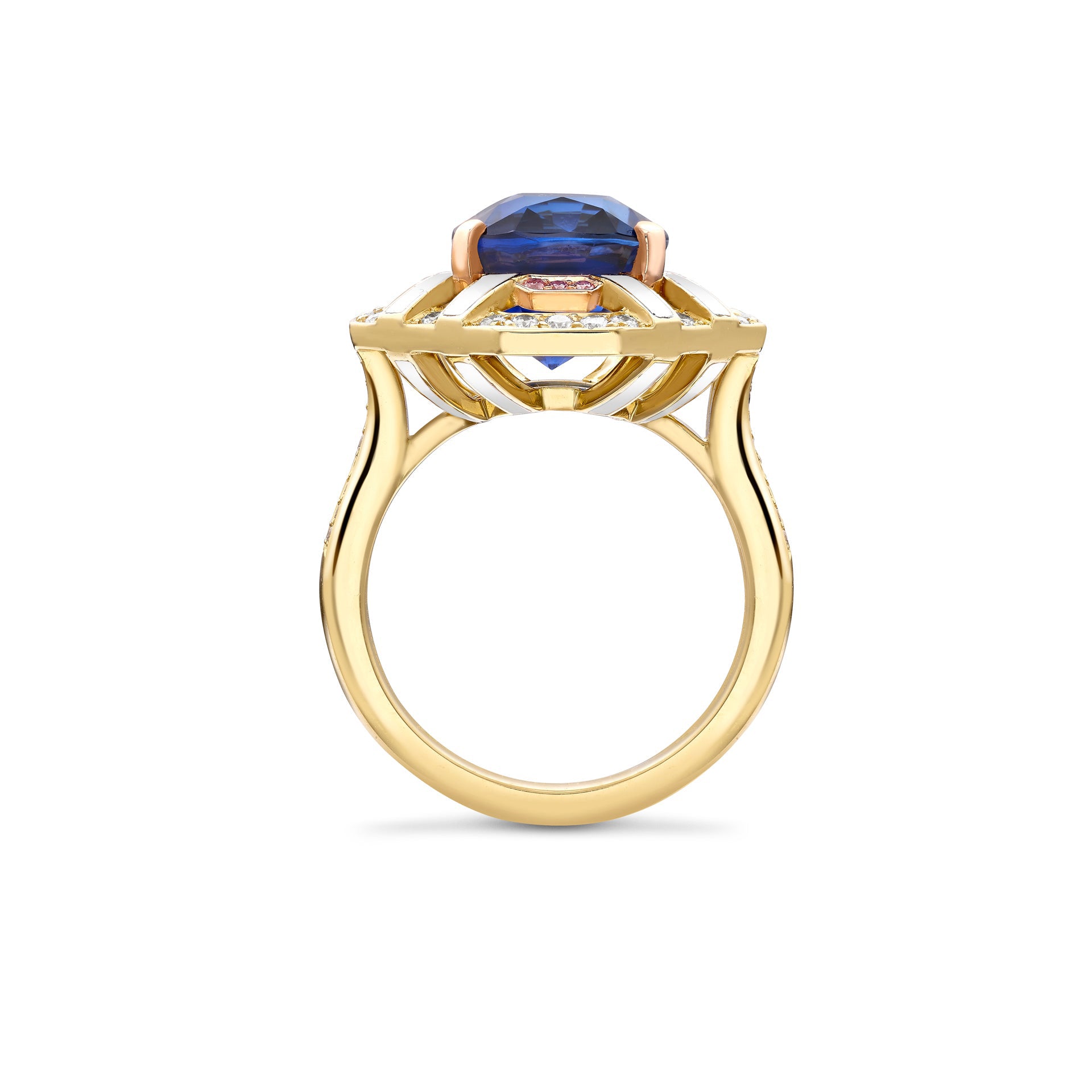 Fifth Avenue Cushion Sapphire Yellow Gold Ring