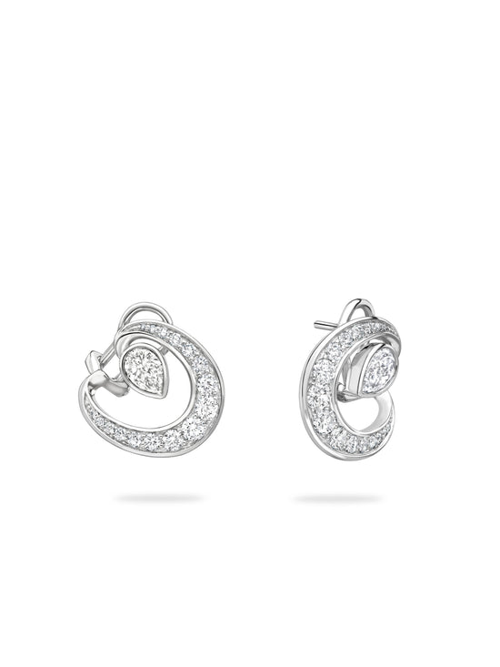 Lucky Platinum Diamond Horseshoe Earrings