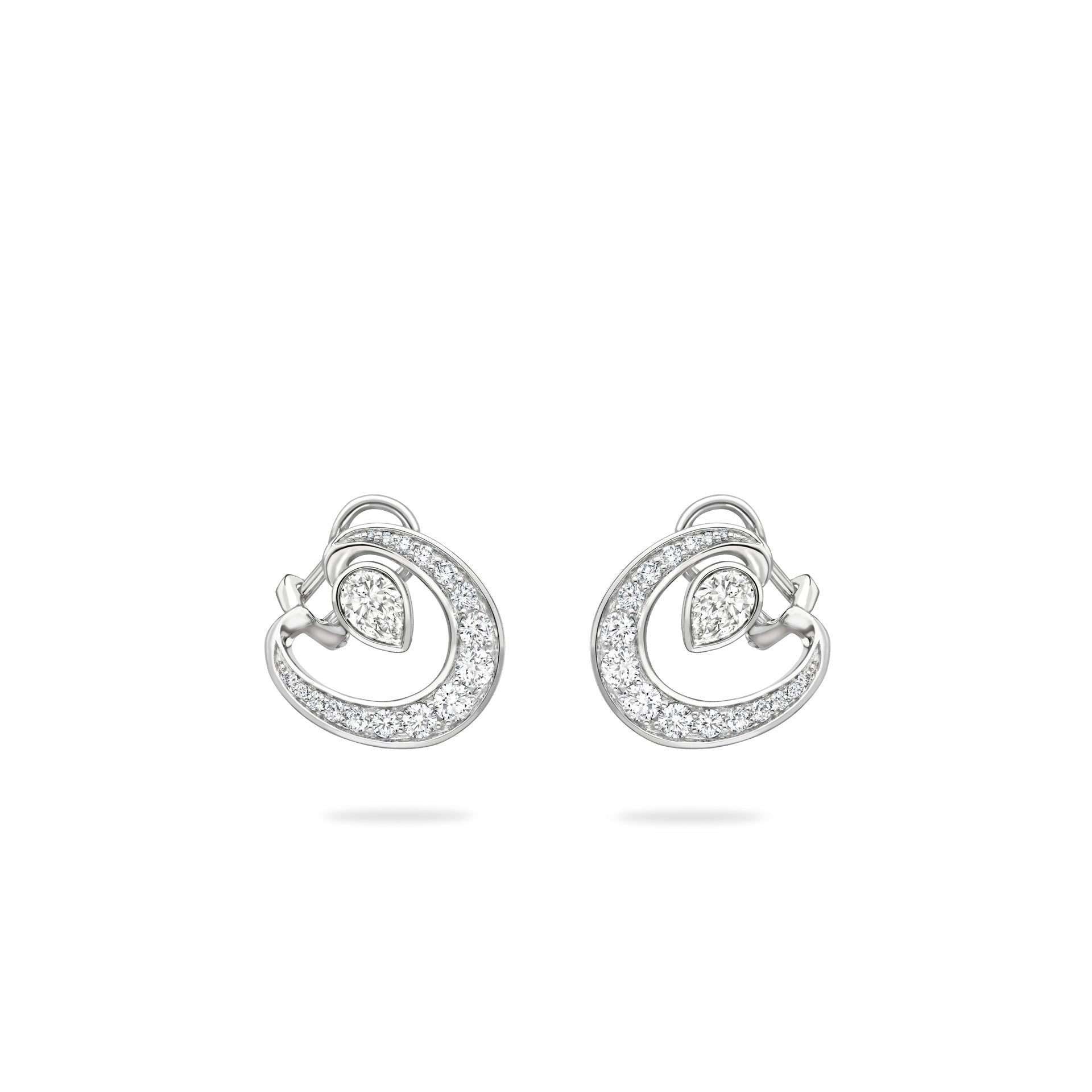Lucky Platinum Diamond Horseshoe Earrings