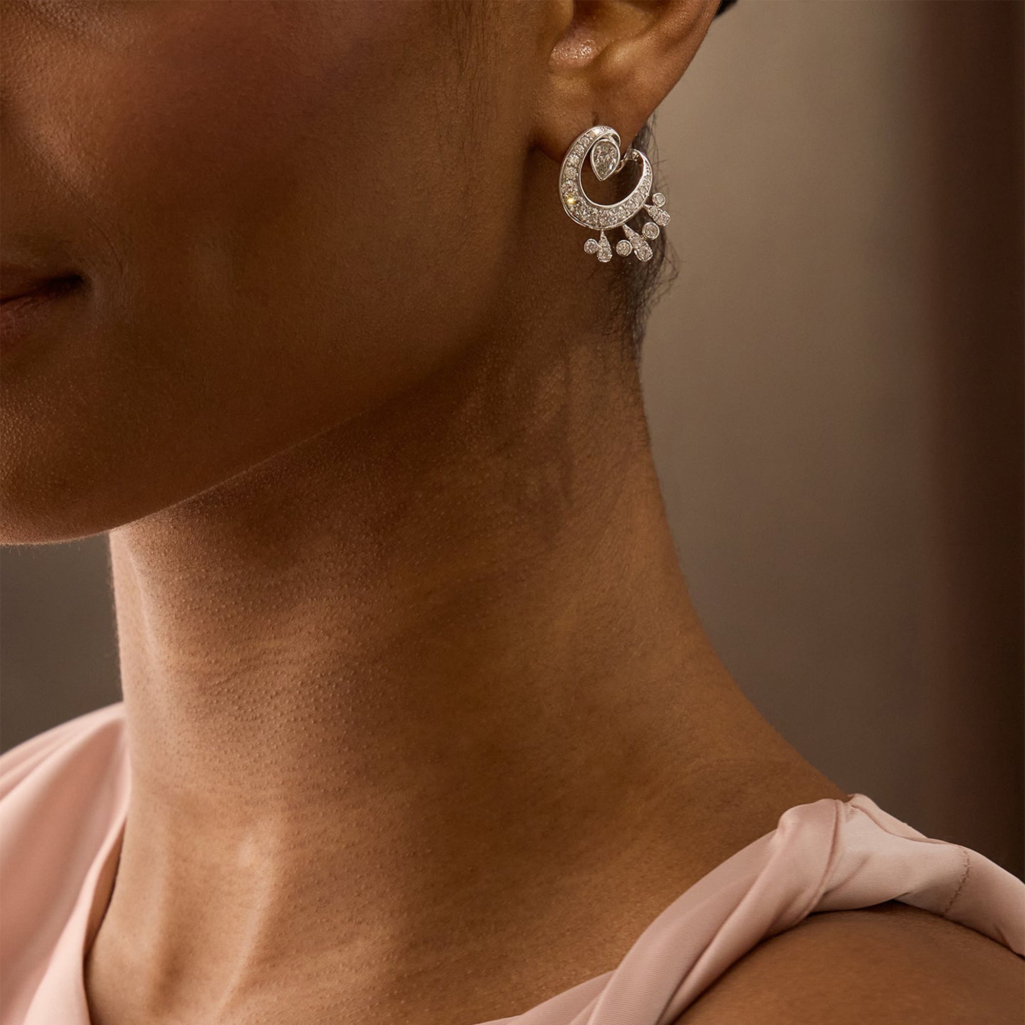 Lucky Platinum Diamond Horseshoe Splash Earrings