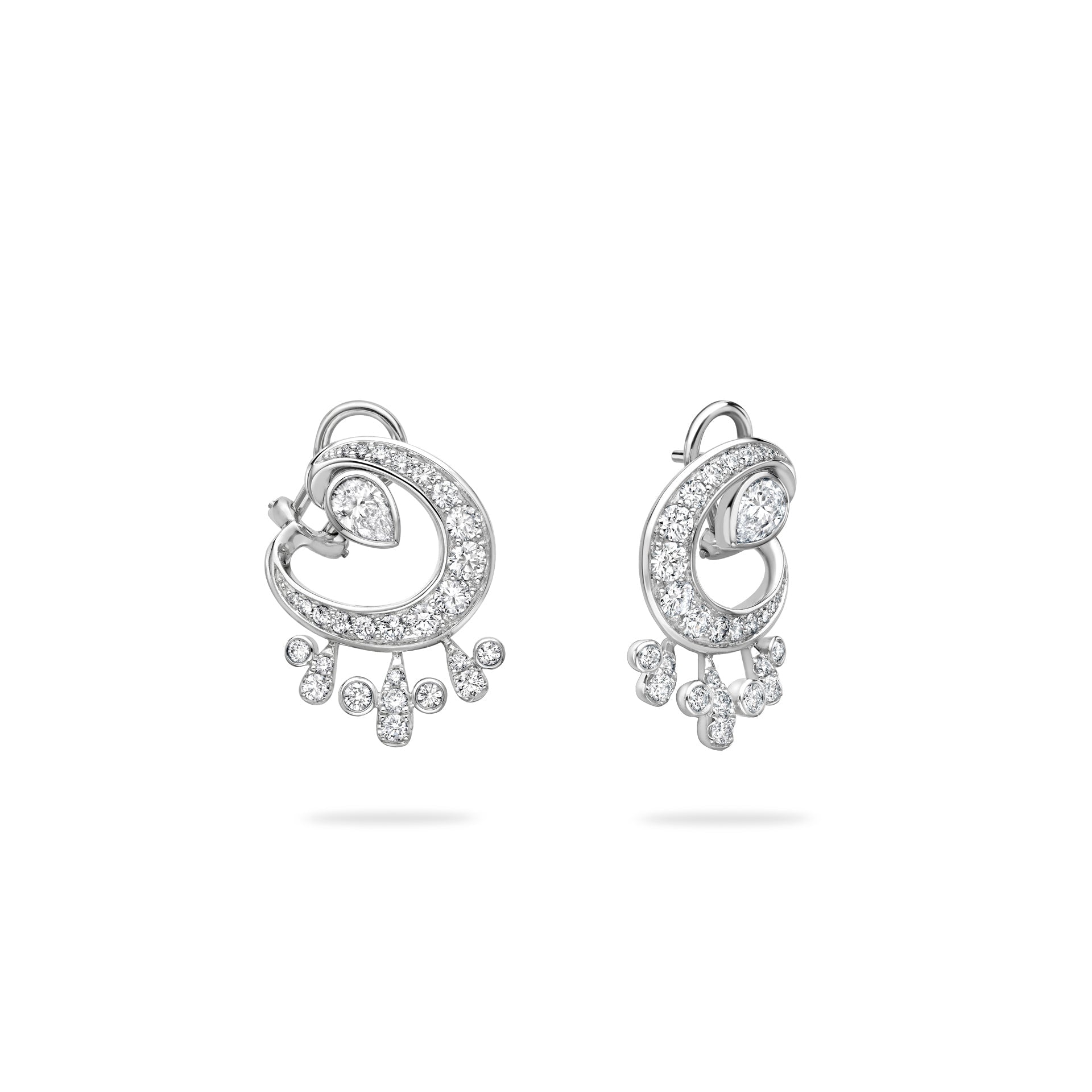 Lucky Platinum Diamond Horseshoe Splash Earrings