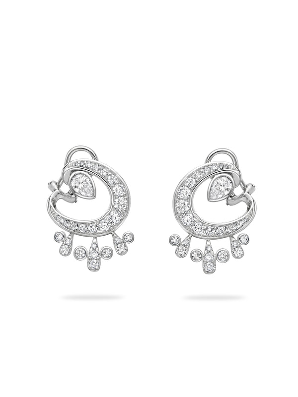 Lucky Platinum Diamond Horseshoe Splash Earrings