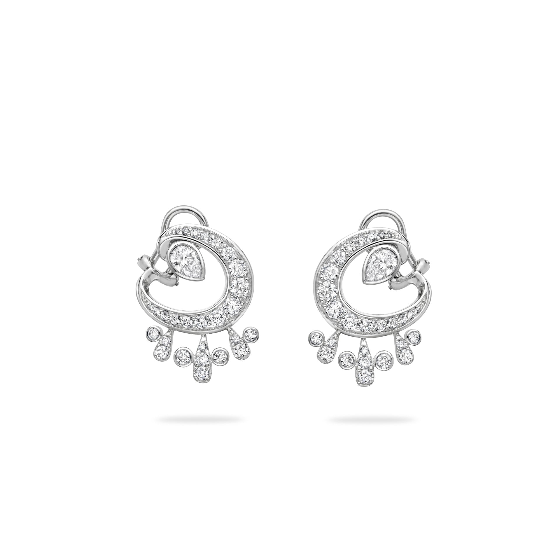 Lucky Platinum Diamond Horseshoe Splash Earrings