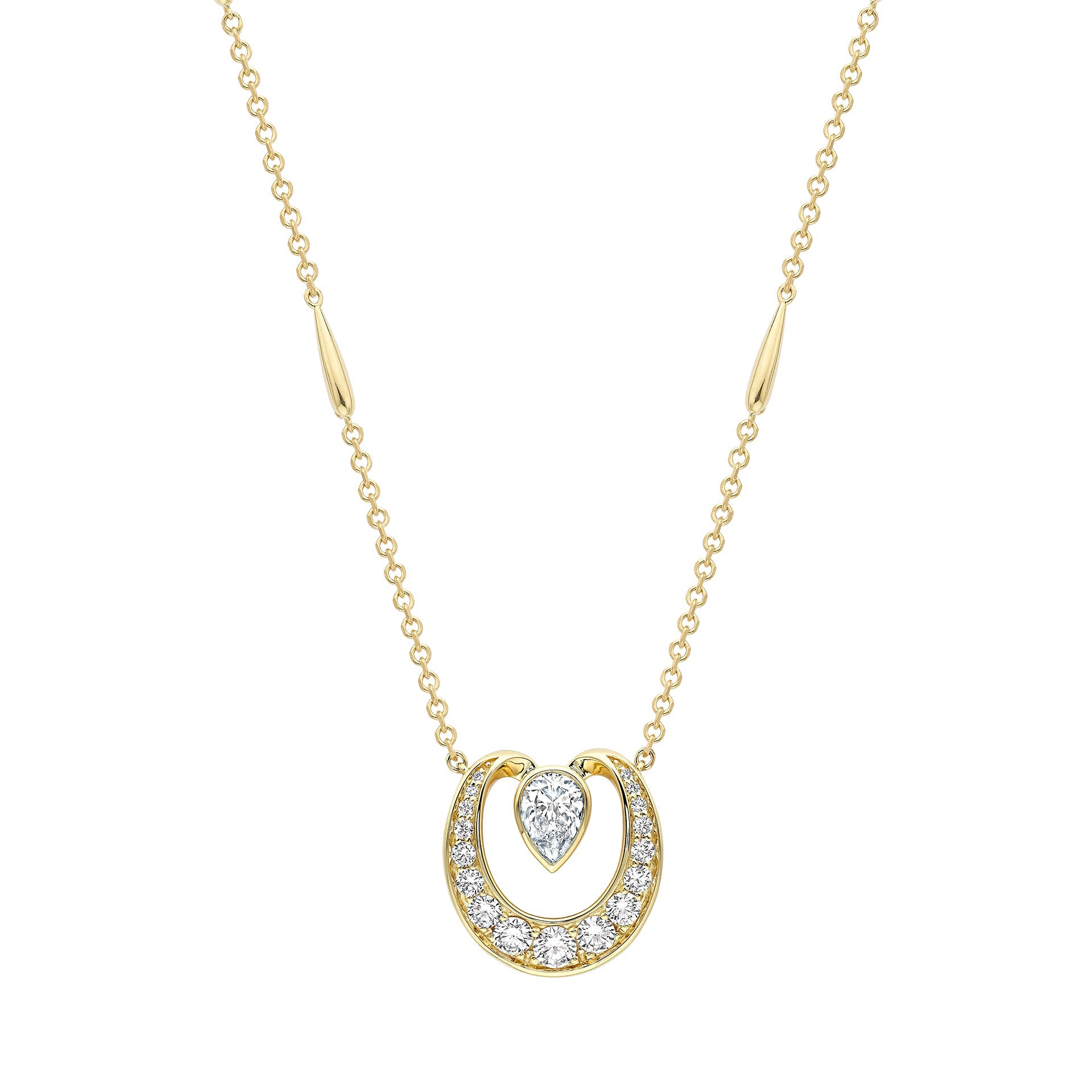Lucky Yellow Gold Diamond Horseshoe Pendant