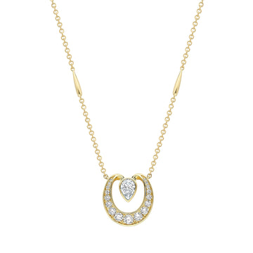 Lucky Yellow Gold Diamond Horseshoe Pendant