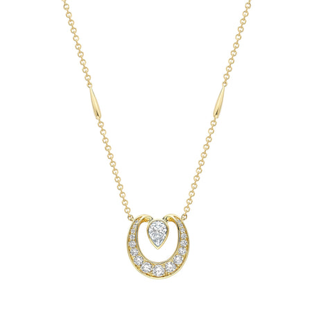 Lucky Yellow Gold Diamond Horseshoe Pendant