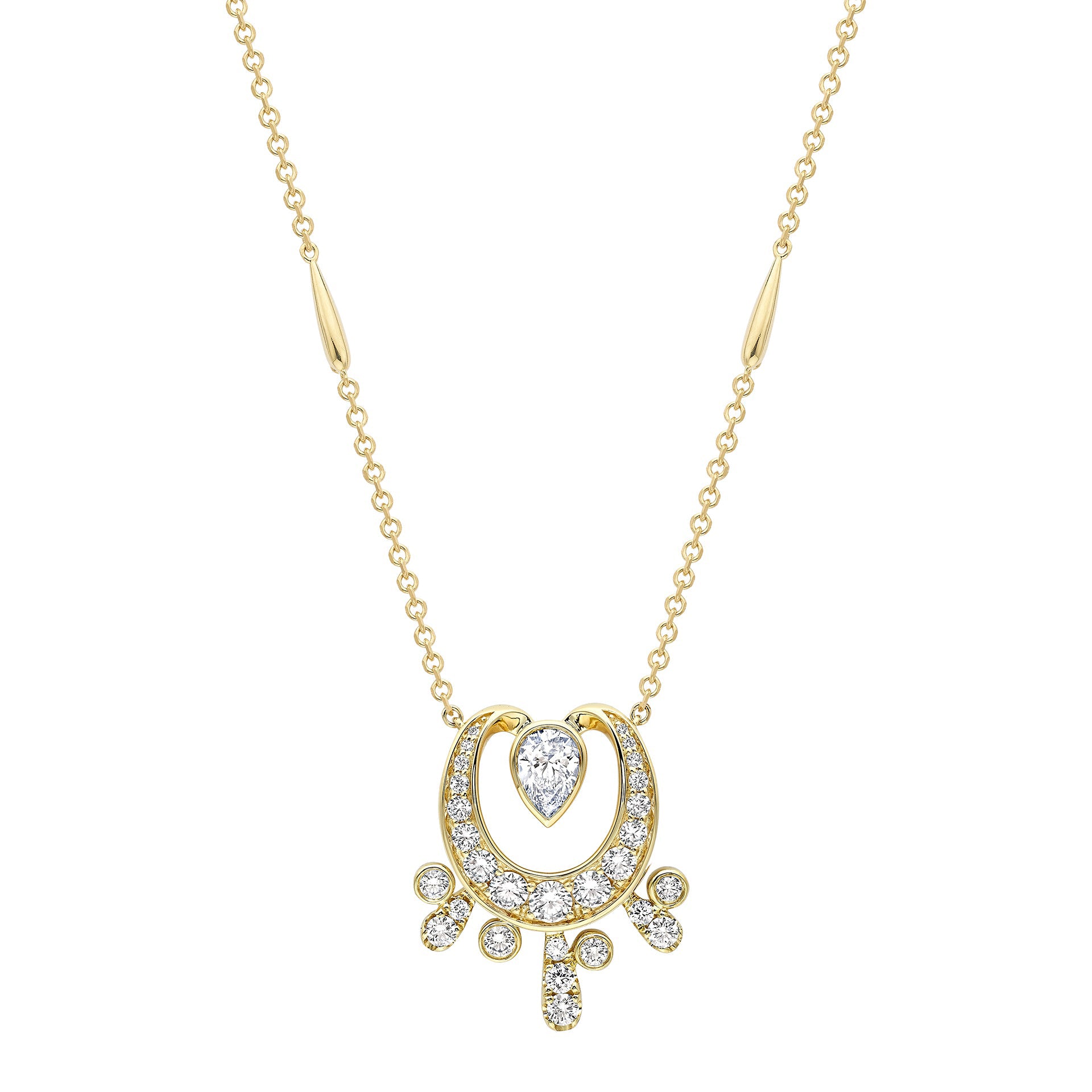 Lucky Yellow Gold Diamond Horseshoe Splash Pendant
