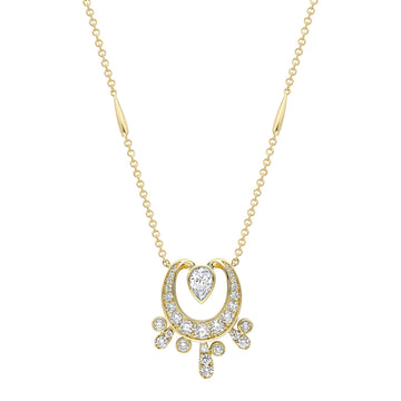 Lucky Yellow Gold Diamond Horseshoe Splash Pendant