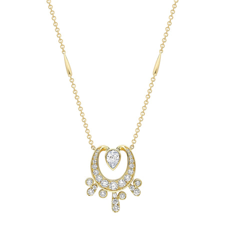 Lucky Yellow Gold Diamond Horseshoe Splash Pendant
