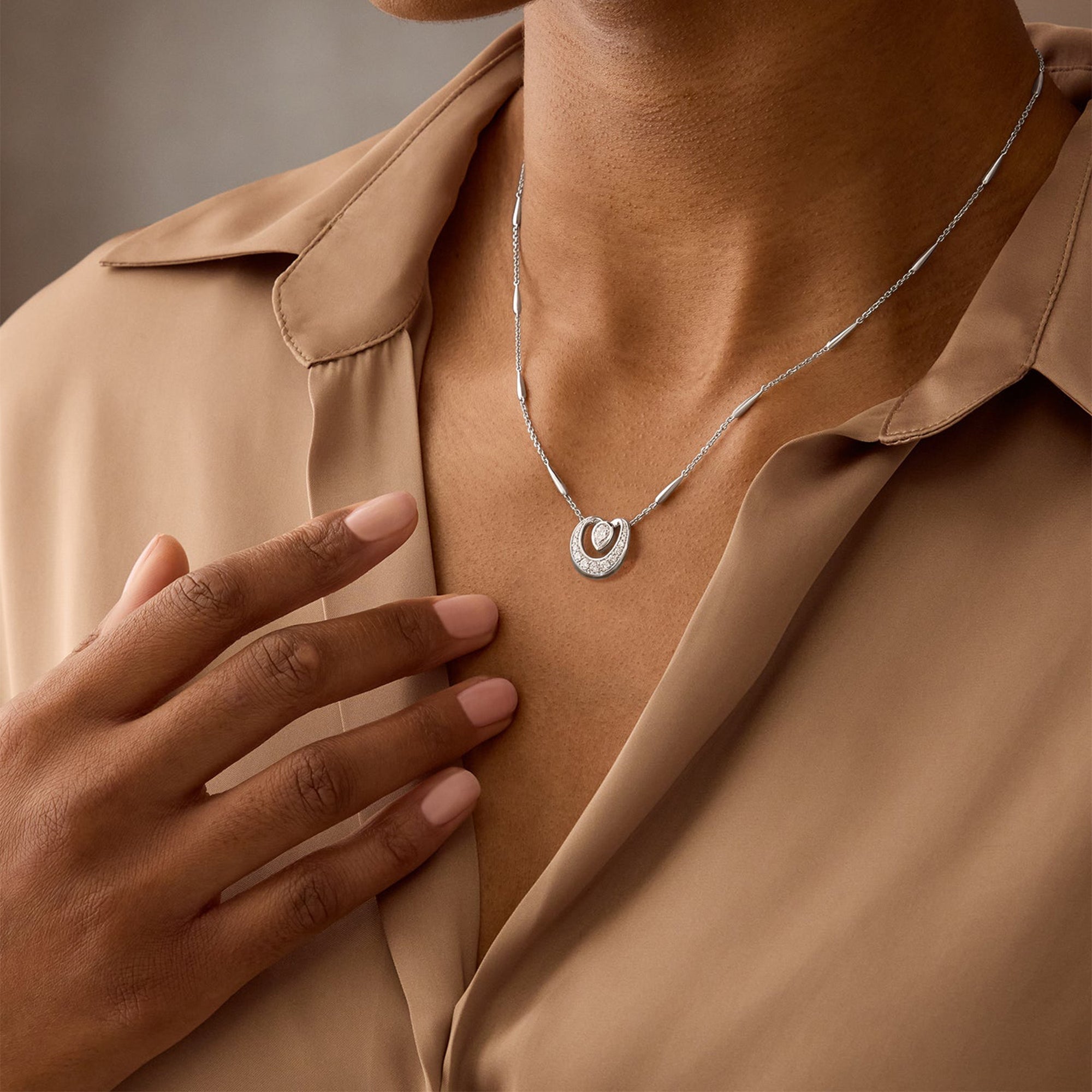 Lucky Platinum Diamond Horseshoe Pendant