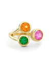 Beach Three Stone Yellow Gold Ring