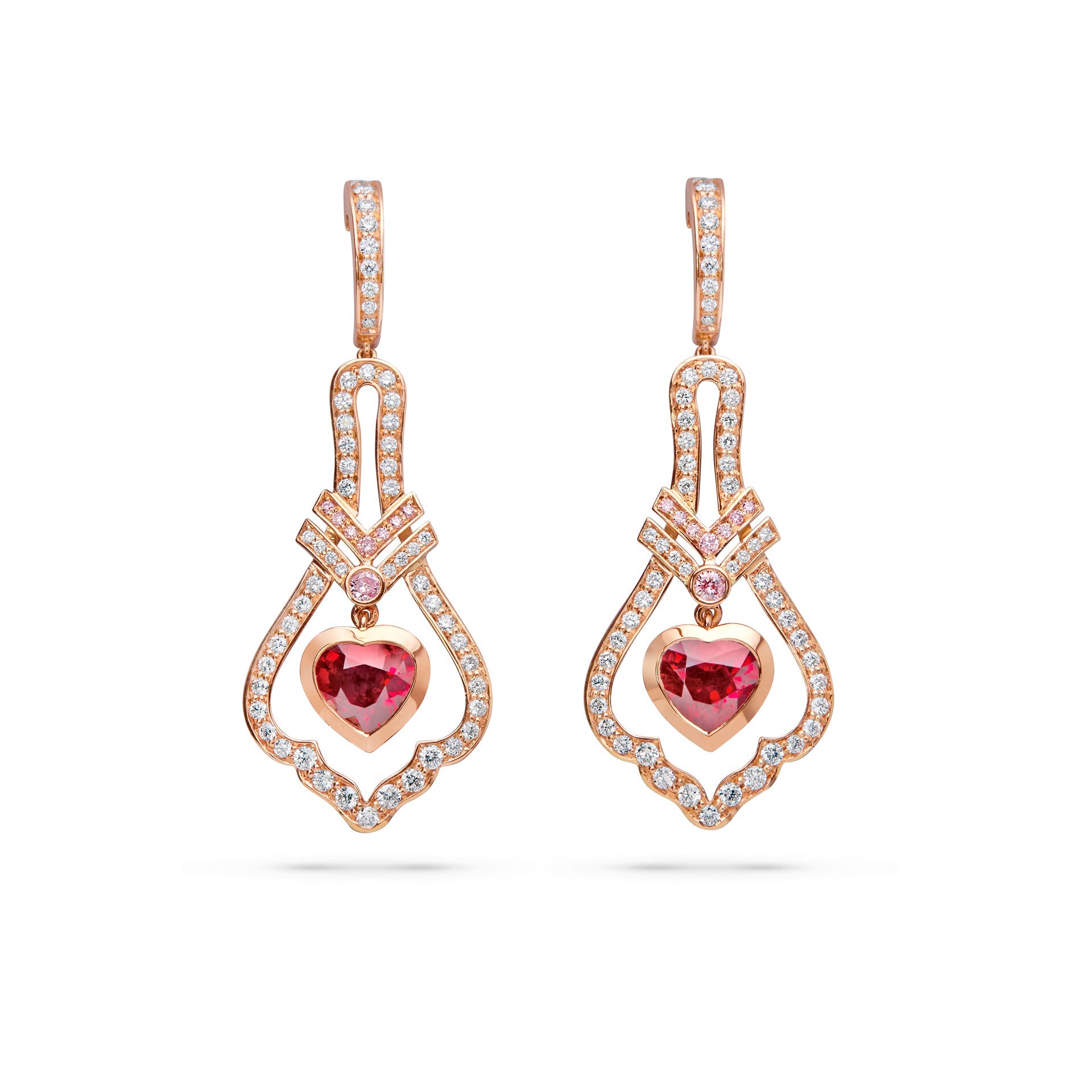 A Family Journey Venice Heart Ruby Rose Gold Earrings | Boodles