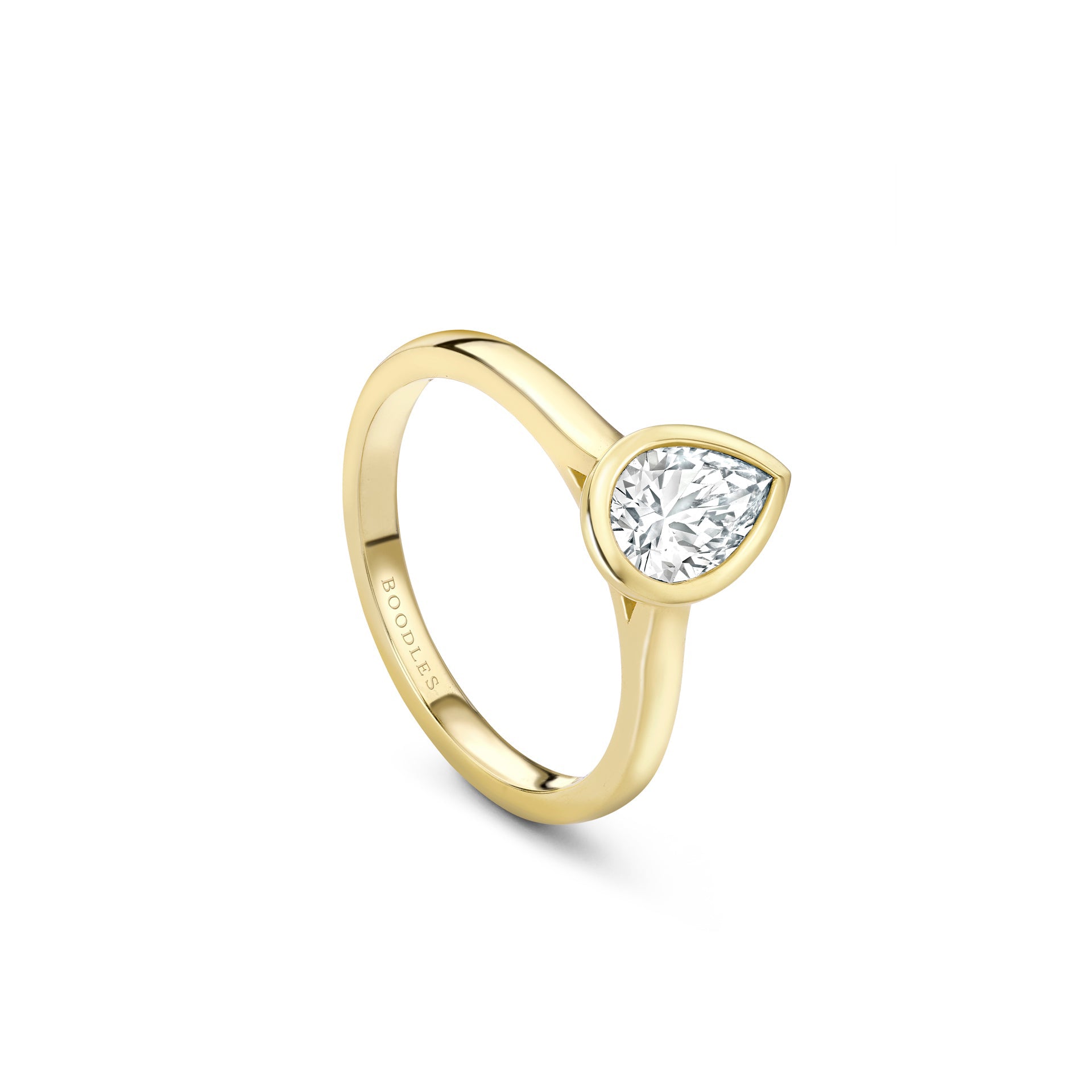 Florentine Pear Diamond Yellow Gold Ring