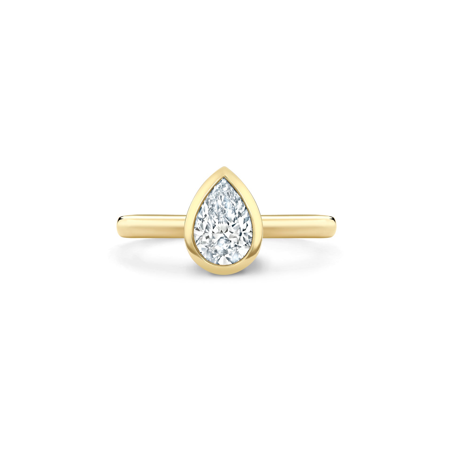 Florentine Pear Diamond Yellow Gold Ring