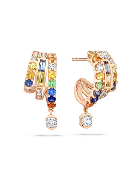 The National Gallery Play of Light Rose Gold Multi-Gem Earrings