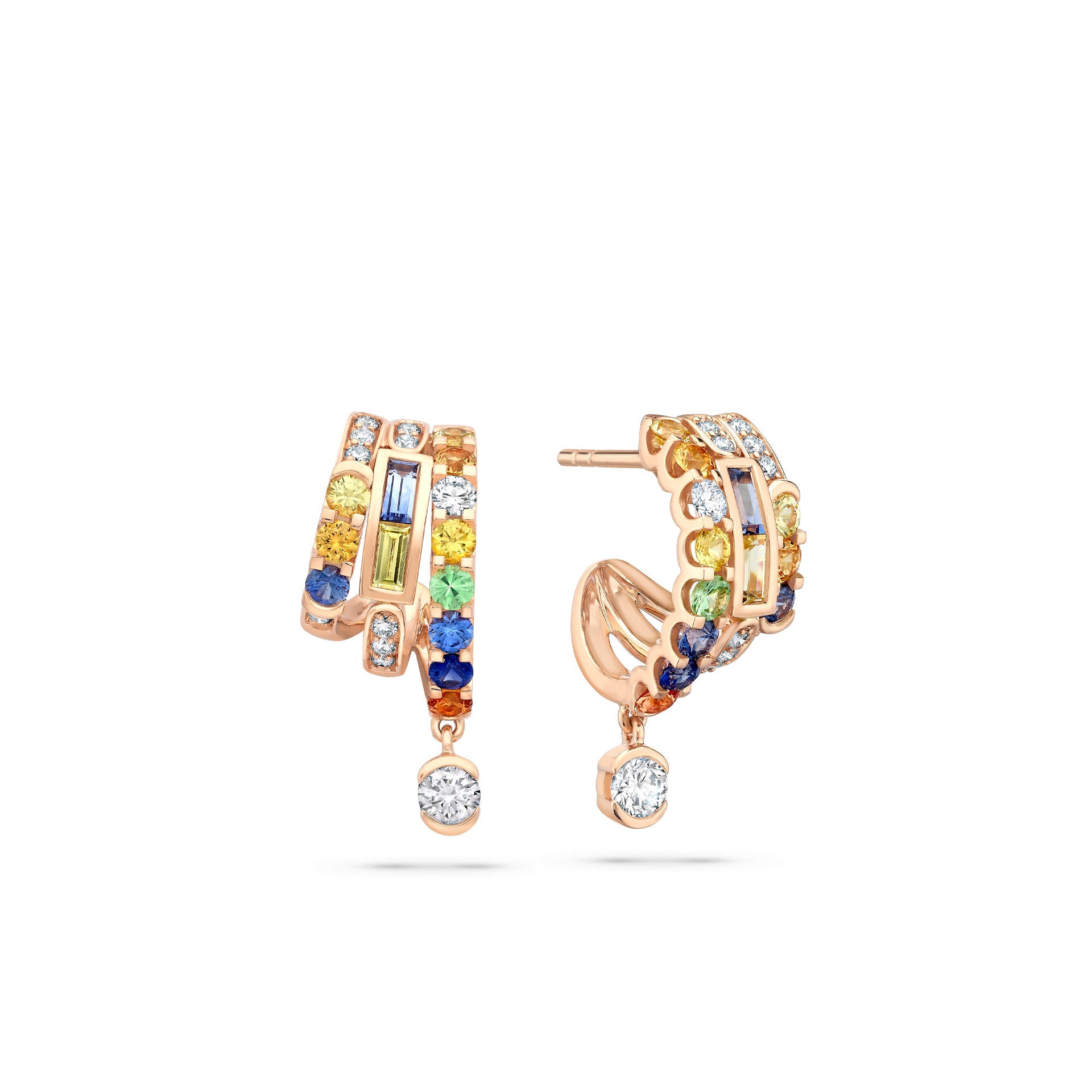 Play of Light Rose Gold Multi-Gem Earrings