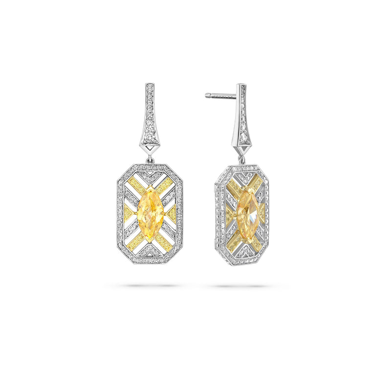 Fifth Avenue Orange Diamond Platinum Earrings