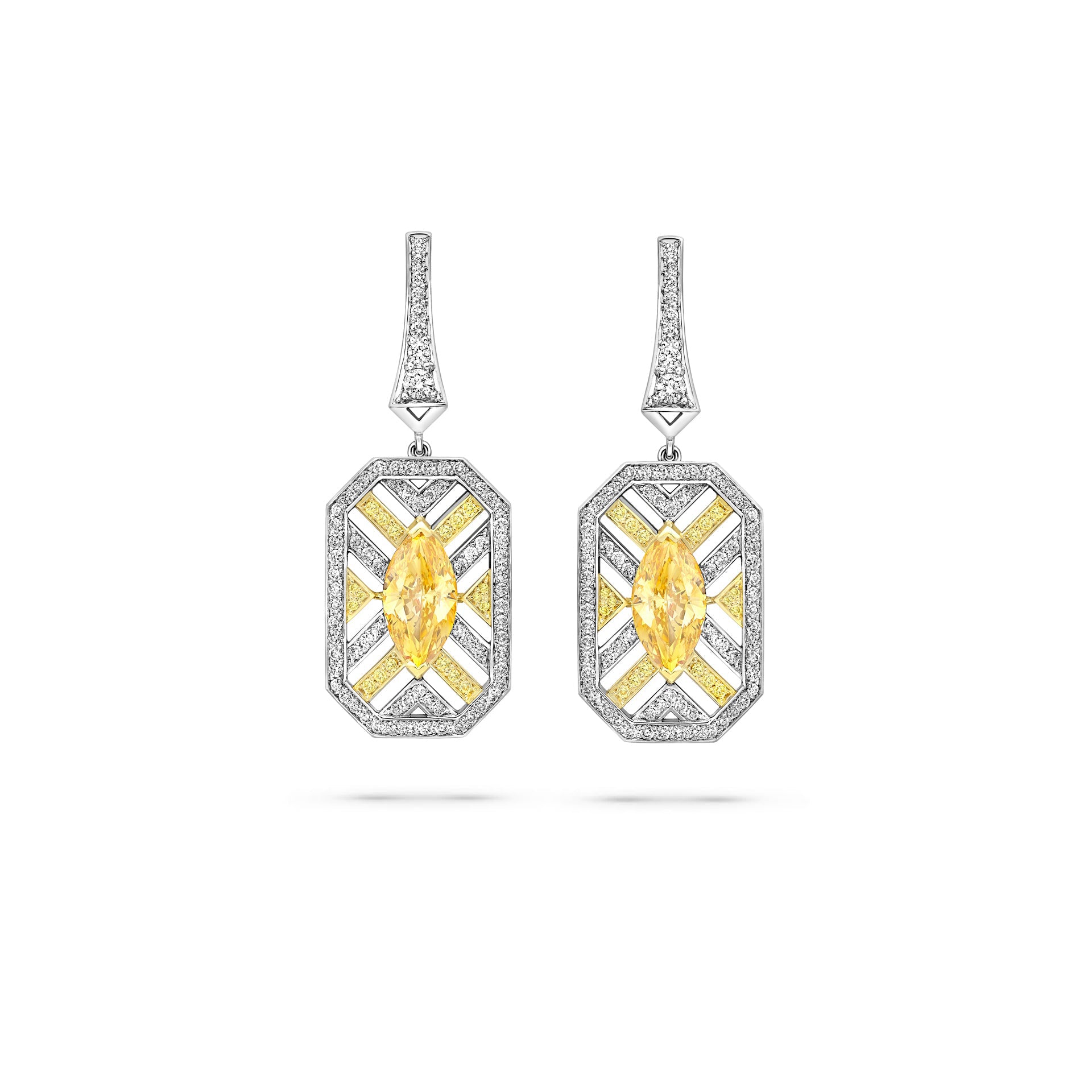 Fifth Avenue Orange Diamond Platinum Earrings