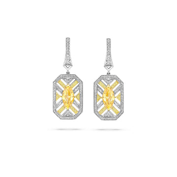 Fifth Avenue Orange Diamond Platinum Earrings