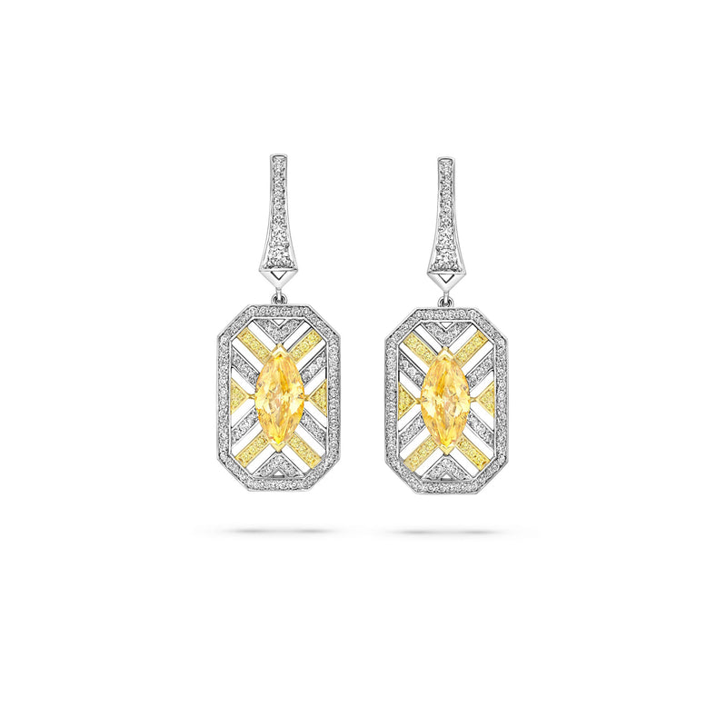 Fifth Avenue Orange Diamond Platinum Earrings