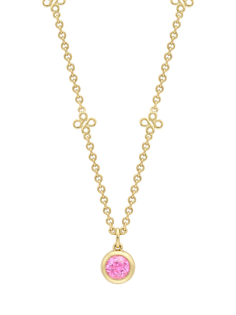 Beach Pink Sapphire Yellow Gold Pendant