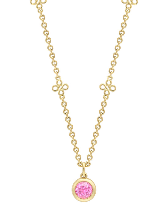 Beach Pink Sapphire Yellow Gold Pendant