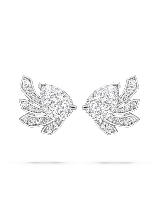 Peace of Mined Pear Diamond Platinum Earrings