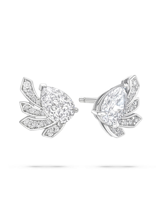 Peace of Mined Pear Diamond Platinum Earrings