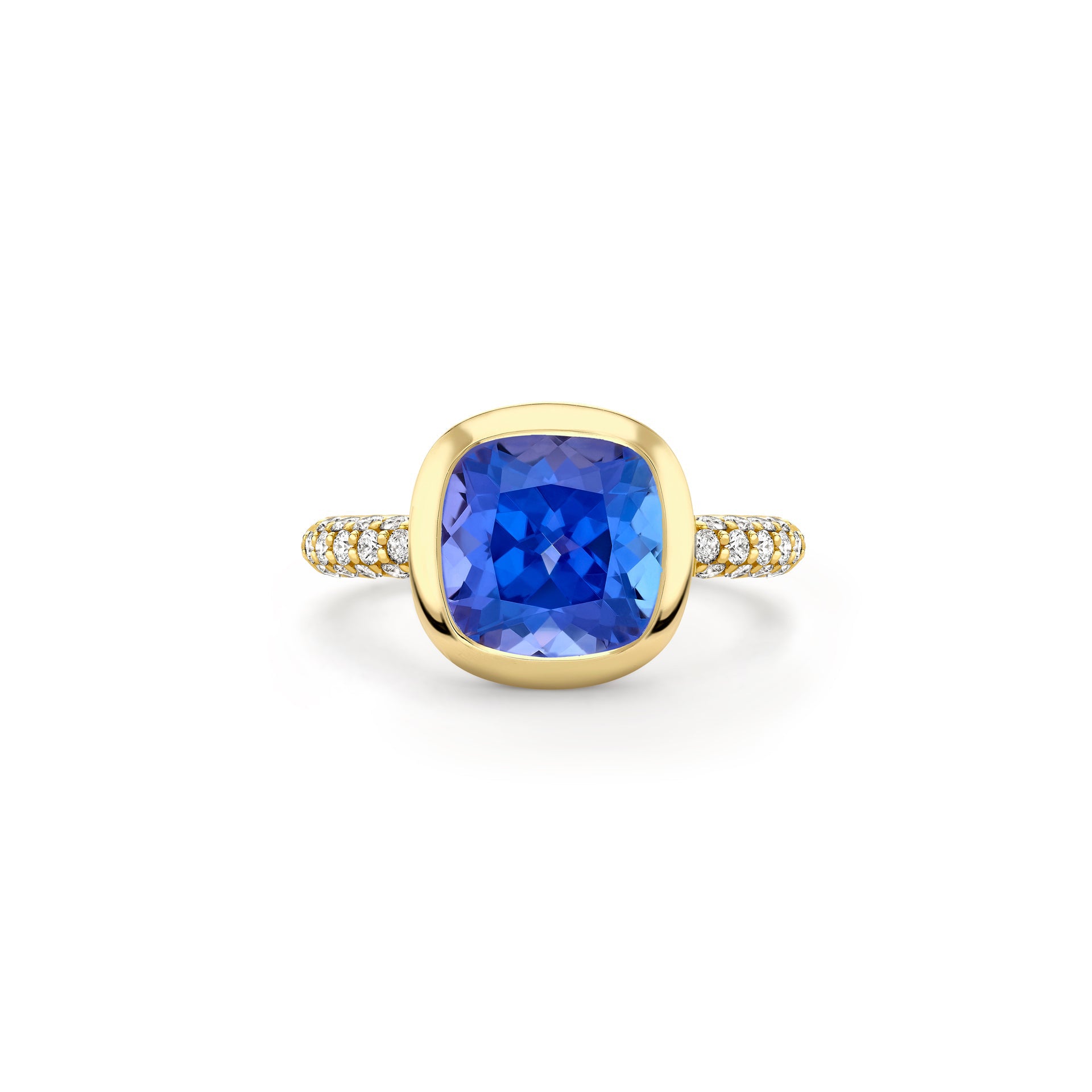 Florentine Dolce Vita Cushion Tanzanite Yellow Gold Ring