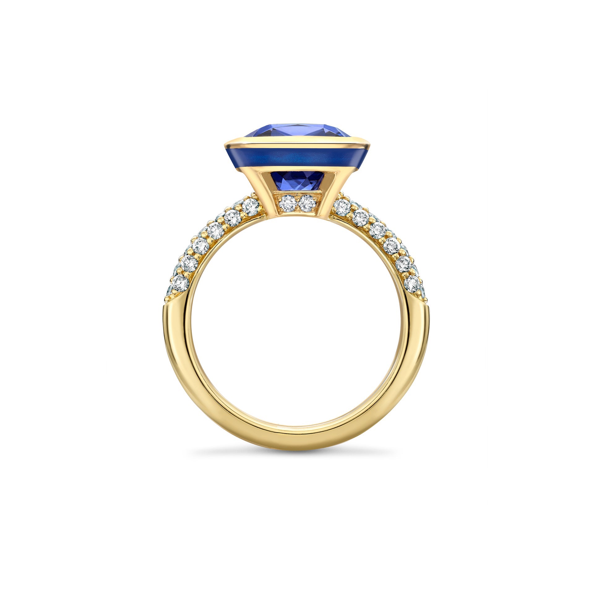 Florentine Dolce Vita Cushion Tanzanite Yellow Gold Ring