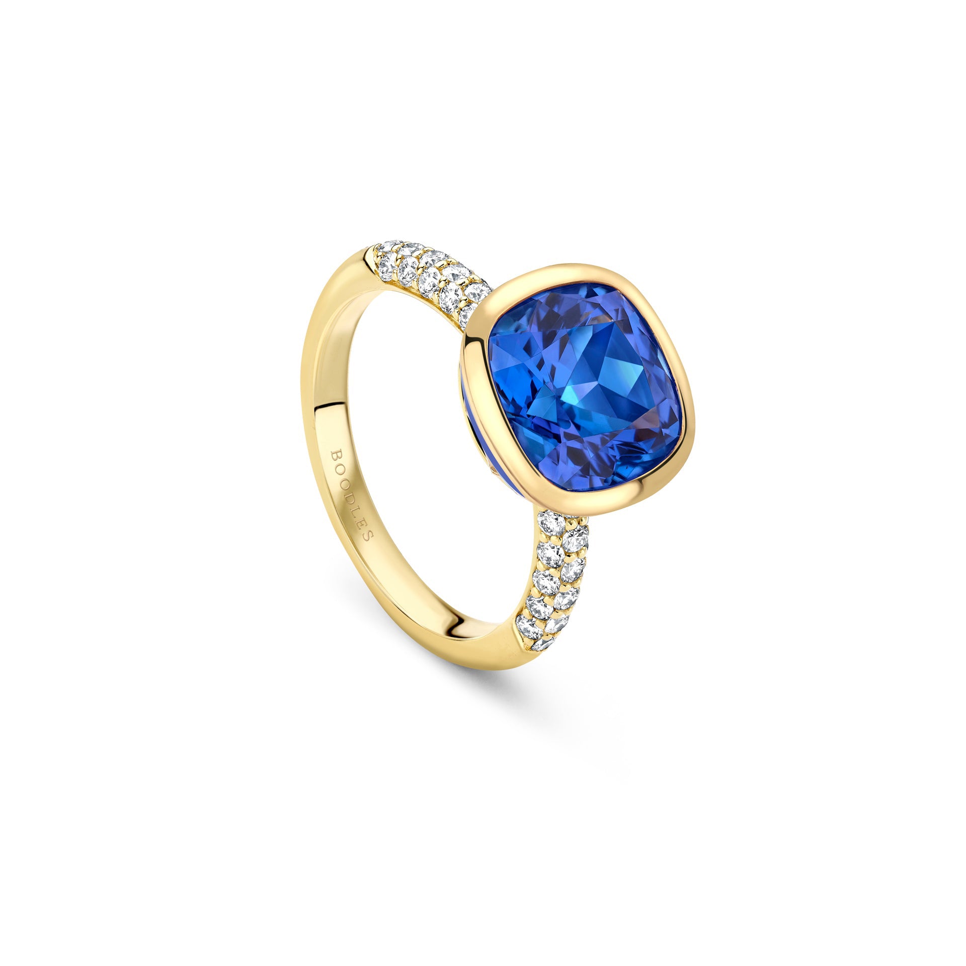 Florentine Dolce Vita Cushion Tanzanite Yellow Gold Ring