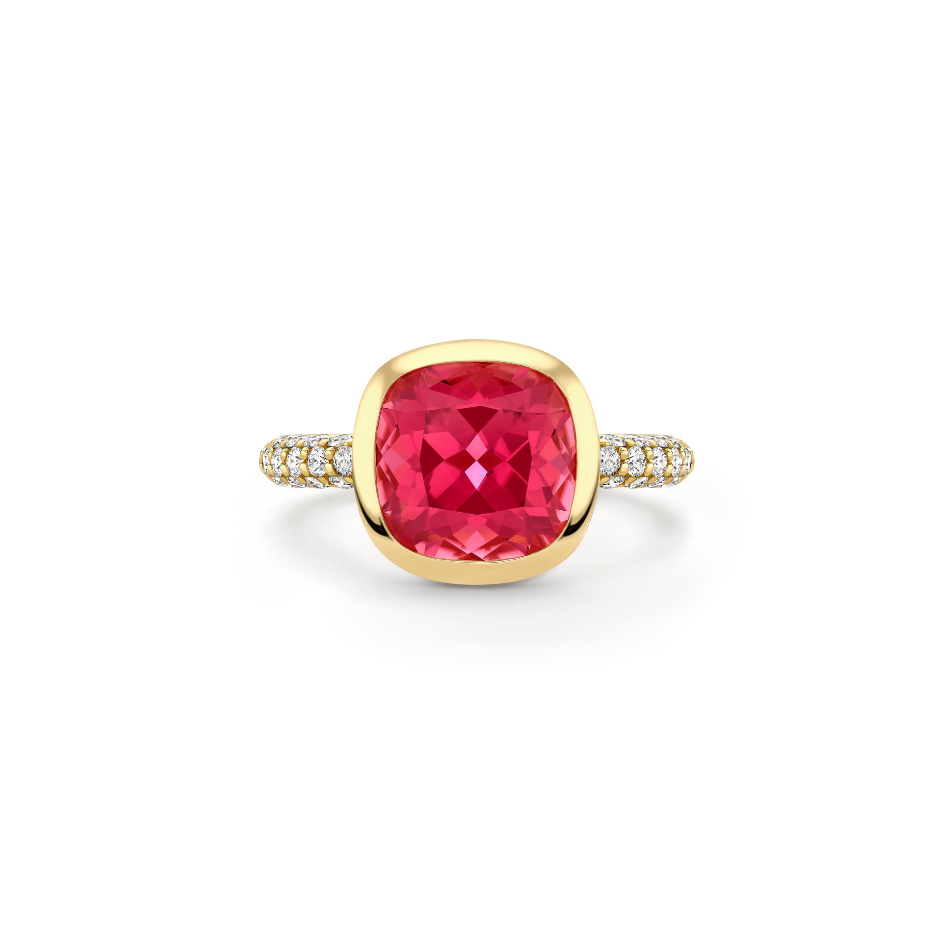 Florentine Dolce Vita Cusion Pink Tourmaline Yellow Gold Ring | Boodles