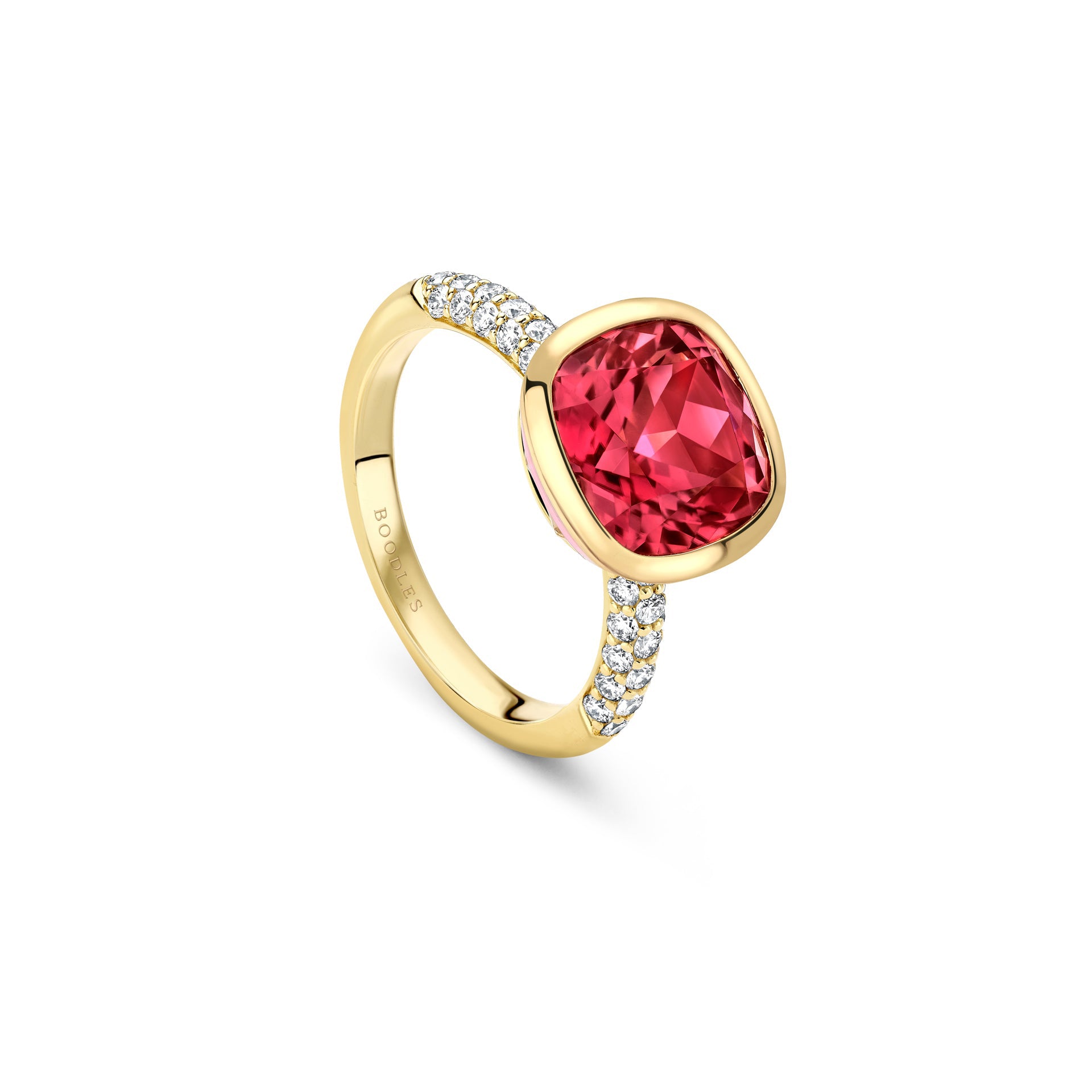 Florentine Dolce Vita Cusion Pink Tourmaline Yellow Gold Ring | Boodles