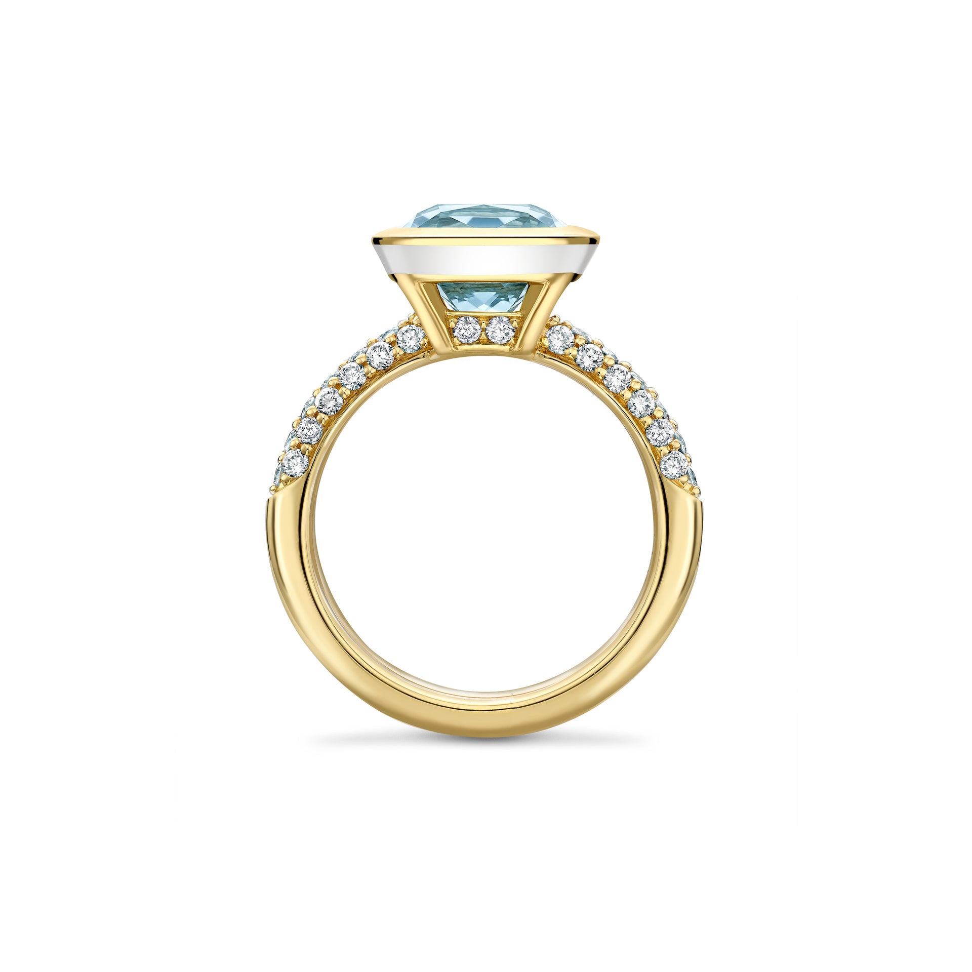 Florentine Dolce Vita Cushion Aquamarine French Yellow Gold Ring